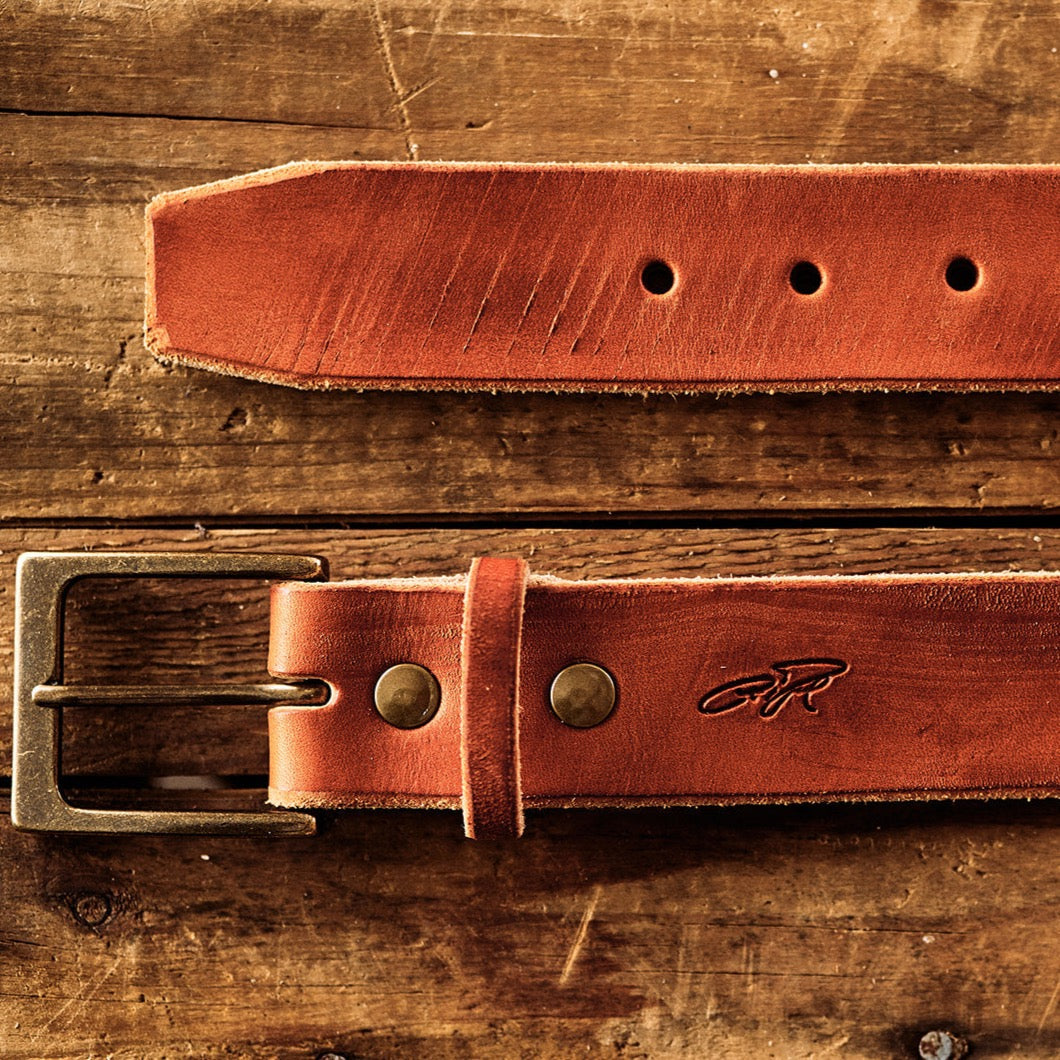 Leather Woodsman Belt Curtis Rempel Handcrafted Curt + Myr Co. Mennonite Store, La Crete, Alberta, Canada