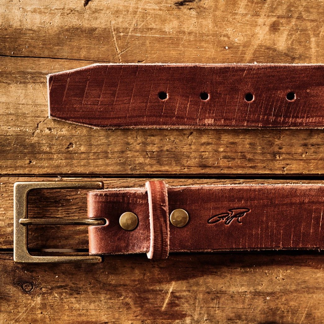 Leather Woodsman Belt Curtis Rempel Handcrafted Curt + Myr Co. Mennonite Store, La Crete, Alberta, Canada