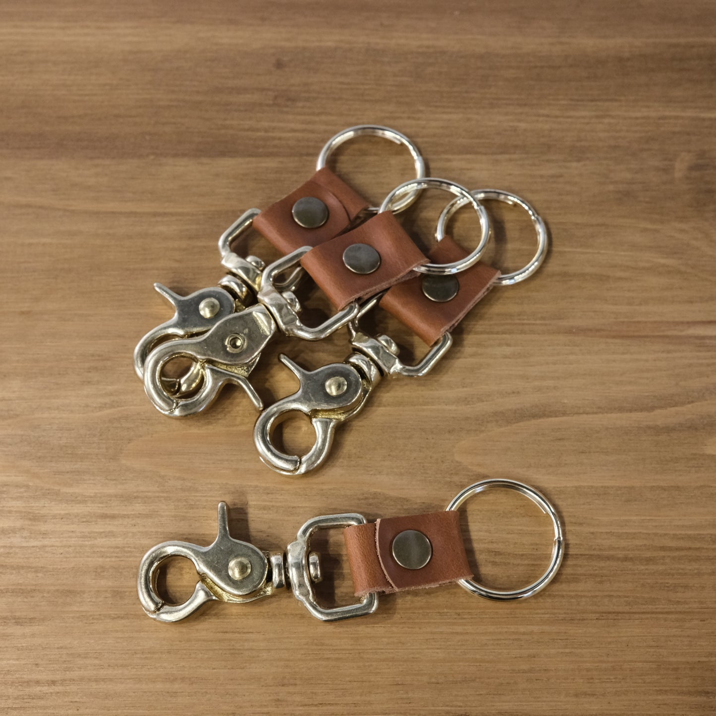 Leather and Brass Keychain Curtis Rempel Handcrafted Curt + Myr Co. Mennonite Store, La Crete, Alberta, Canada
